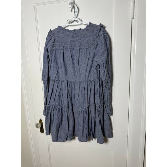 Crown & Ivy Women's XL Chambray Blue Tiered Button Down Long Sleeve Dress - Picture 5 of 5